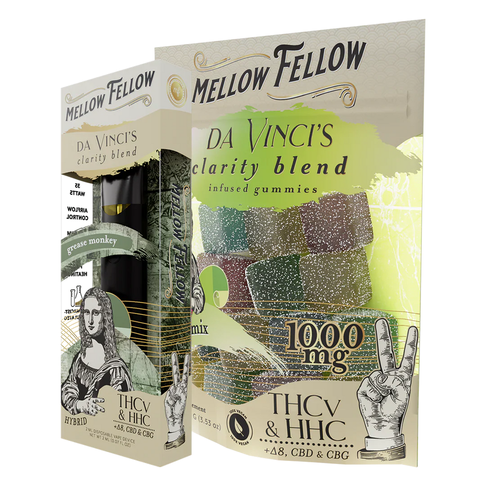 Mellow Fellow The Clarity Sour Bundle - Grease Monkey 2ml Disposable Vape & Sour Mix Edibles Best Sales Price - Bundles