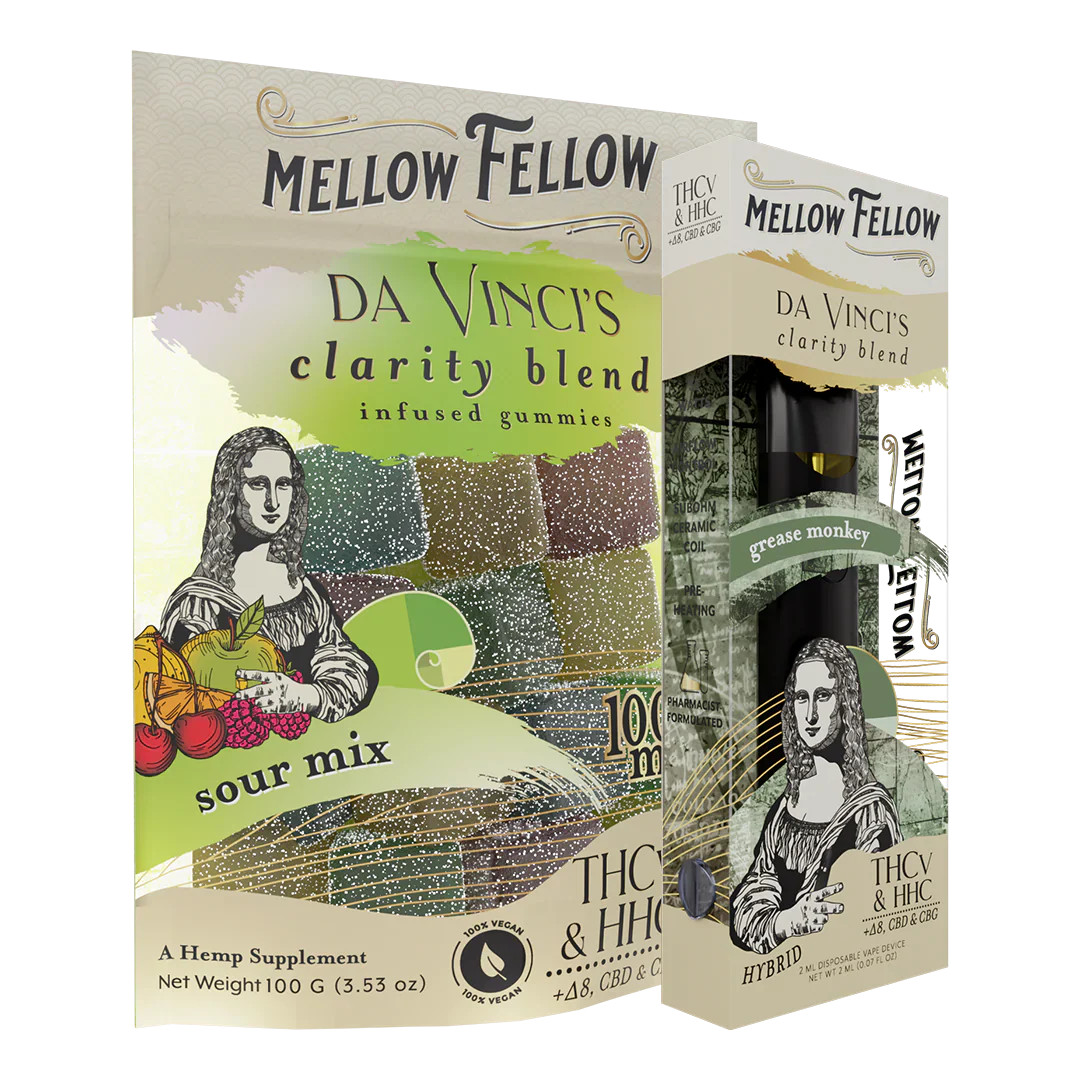 Mellow Fellow The Clarity Sour Bundle - Grease Monkey 2ml Disposable Vape & Sour Mix Edibles Best Sales Price - Bundles
