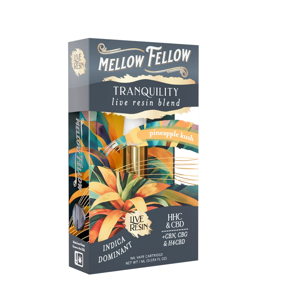 Mellow Fellow Tranquility Blend 1ml Live Resin Vape Cartridge - Pineapple Kush (Indica Dominant)