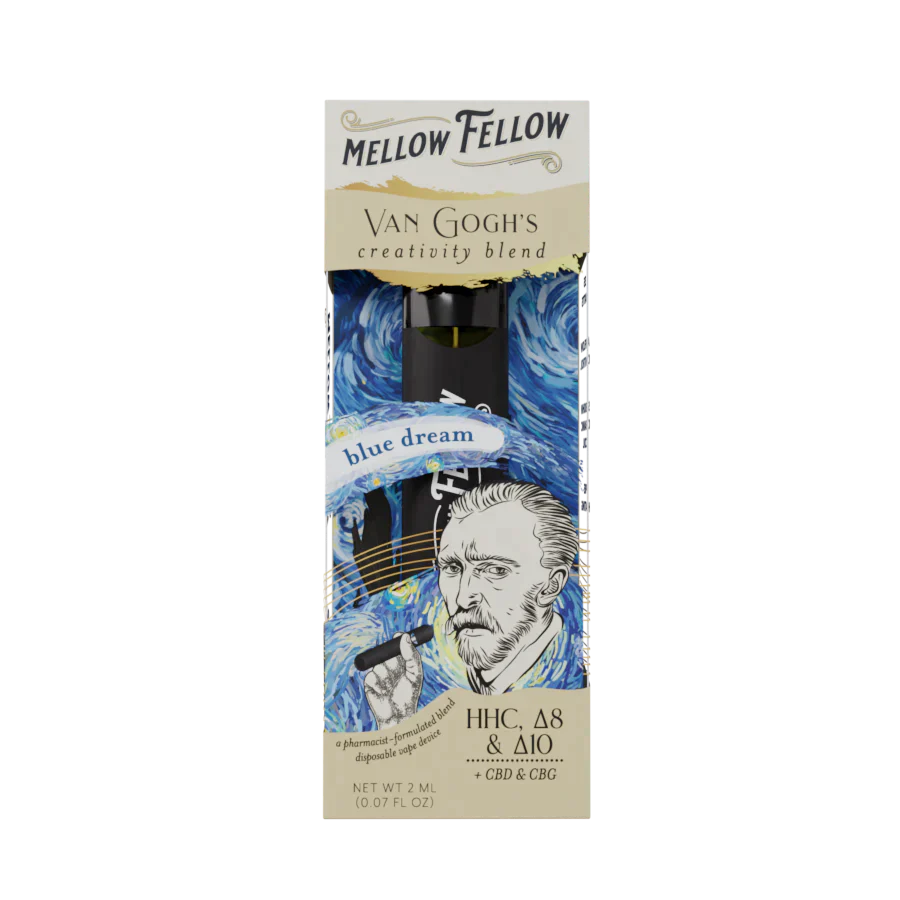 Mellow Fellow Van Gogh's Creativity Blend (Blue Dream) - HHC, D8, CBD, CBG, D10 - 2ml Disposable Vape Best Sales Price - Vape Pens