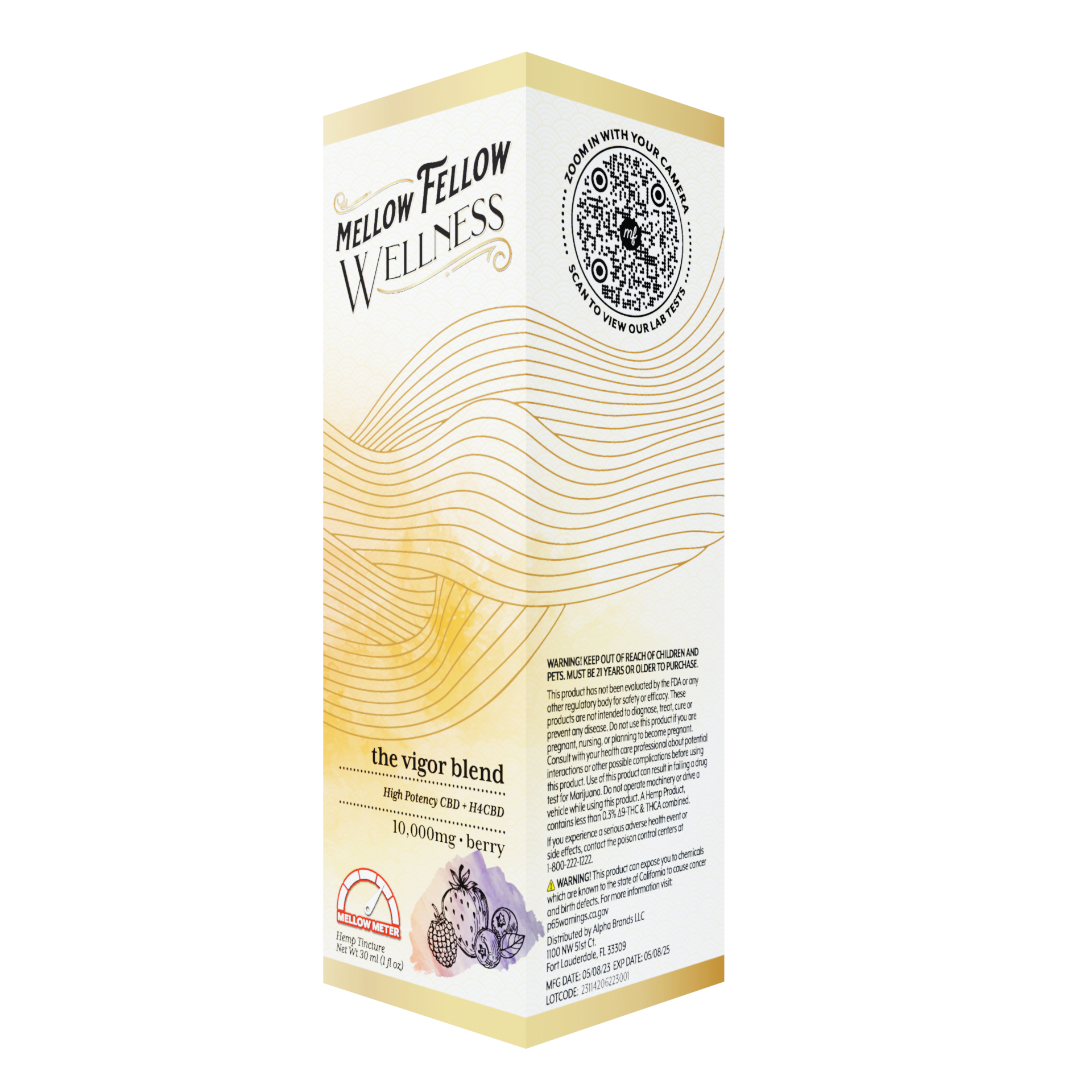 Mellow Fellow Wellness Tincture - Vigor Blend - Berry - 10,000mg Best Sales Price - Edibles