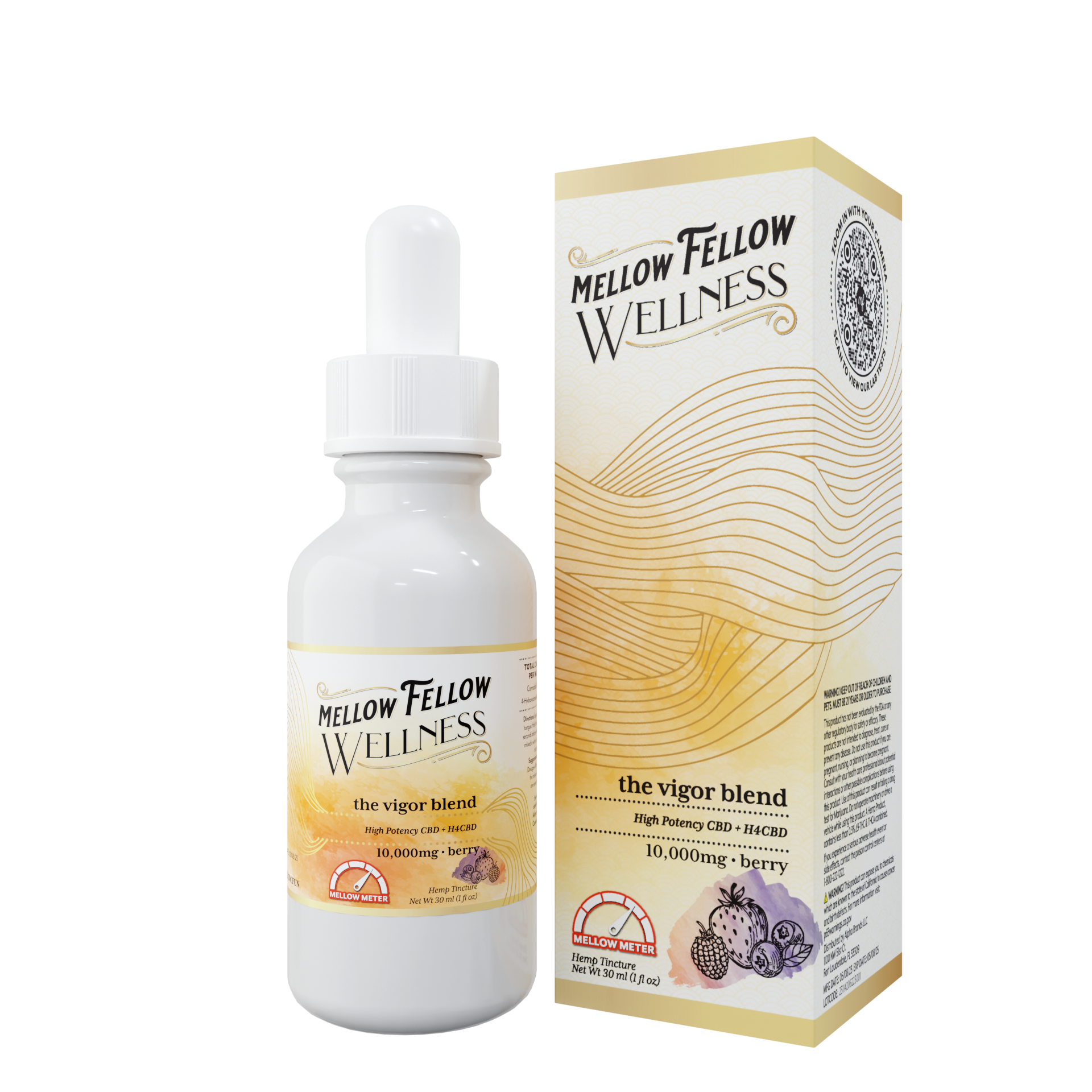 Mellow Fellow Wellness Tincture - Vigor Blend - Berry - 10,000mg Best Sales Price - Edibles
