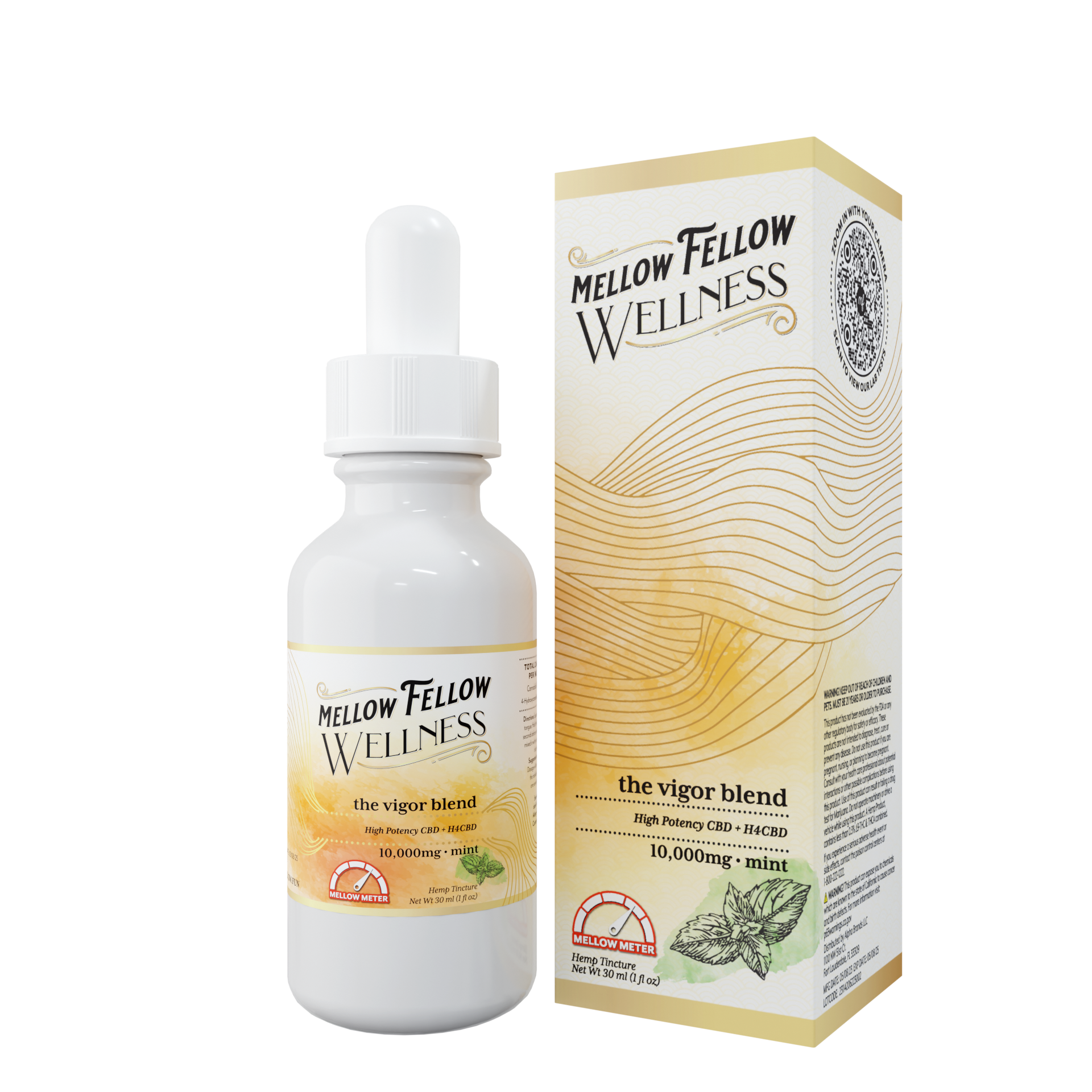 Mellow Fellow Vigor Blend CBD Tincture - 10,000mg - Mint Best Sales Price - Edibles