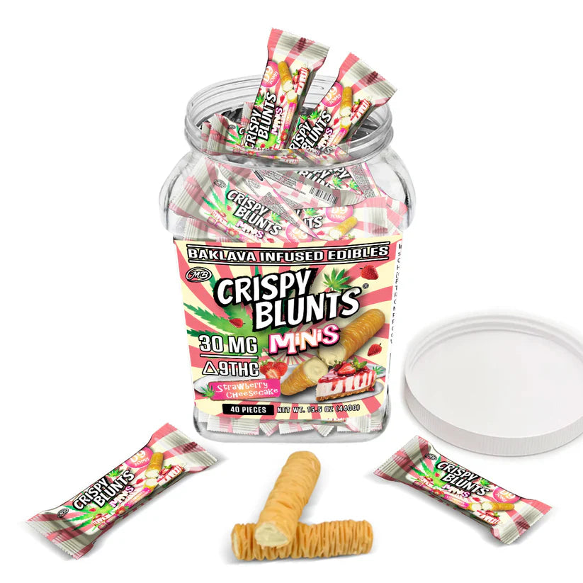 Crispy Blunts Minis Delta 9 THC 30mg – Strawberry Cheesecake (1ct Baklava Infused Edible)