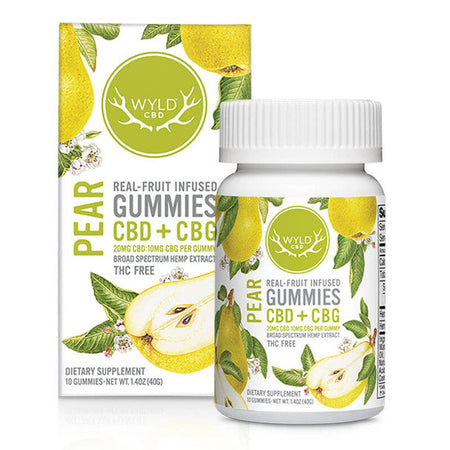 WYLD CBD Edible PEAR CBD CBG GUMMIES 20MG Best Sales Price - Gummies