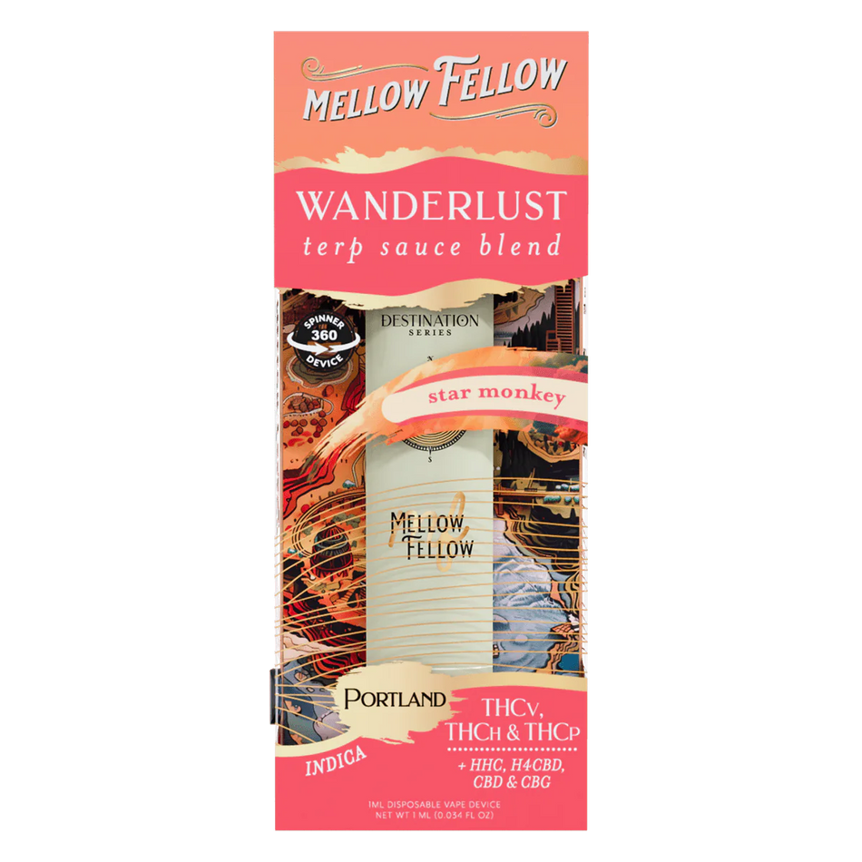 Mellow Fellow Wanderlust Blend - Terp Sauce 1ml Disposable Spinner Vape - Star Monkey (Indica)