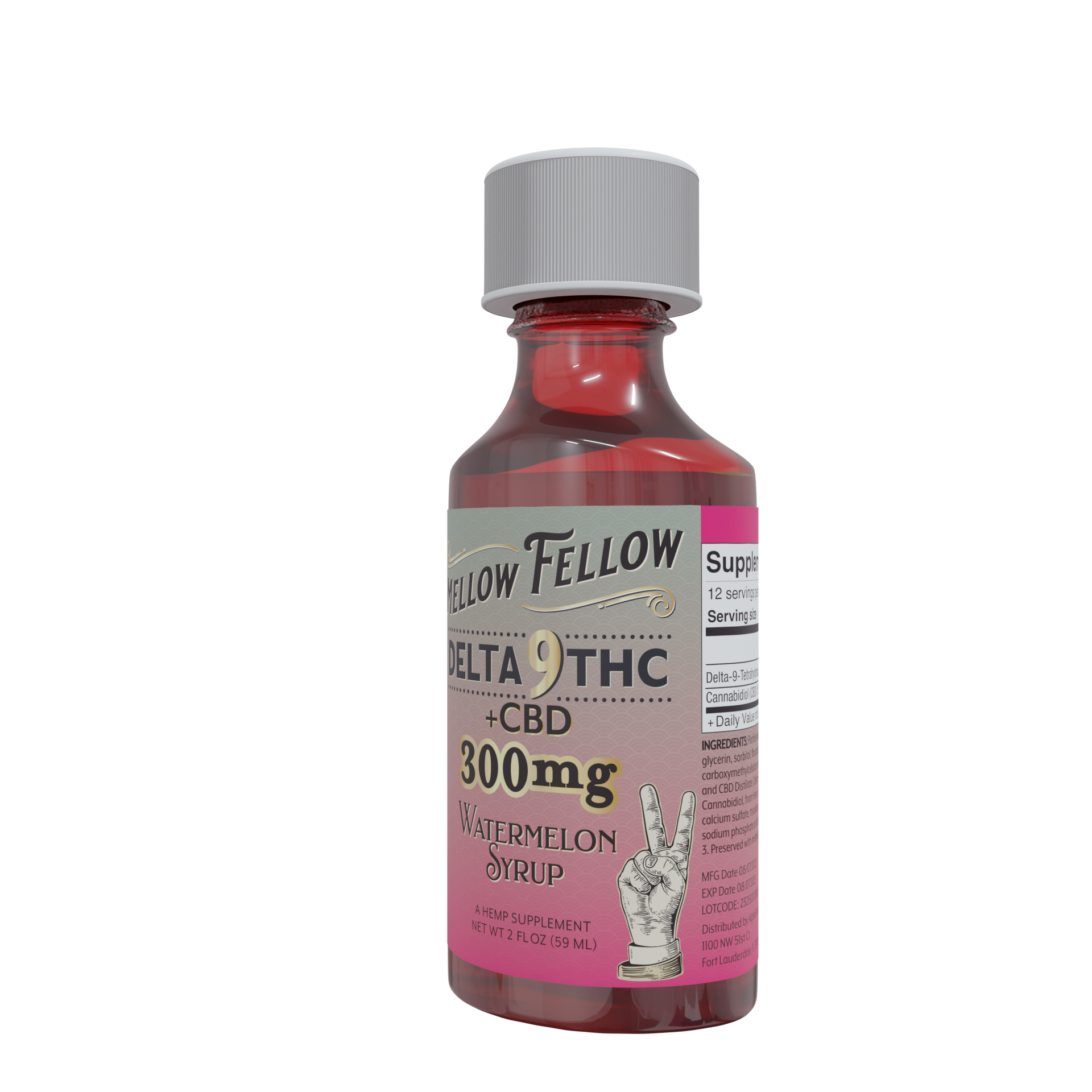 Mellow Fellow Delta 9 THC & CBD Watermelon Syrup Best Sales Price - Edibles