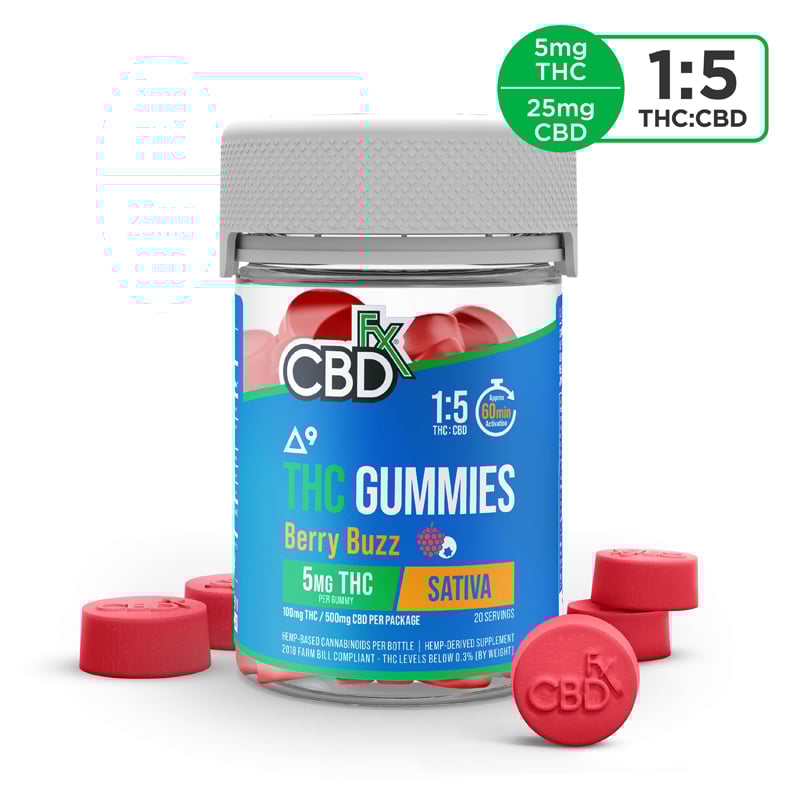CBD Gummies + THC: Berry Buzz Sativa [CBDFX Top Deals]