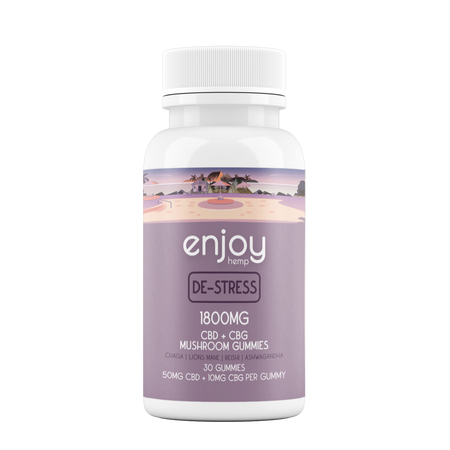 Enjoy Hemp CBD+Mushroom Gummies For De-Stress - Full Spectrum CBD + CBG + Mushrooms + Ashwagandha Best Sales Price - Gummies