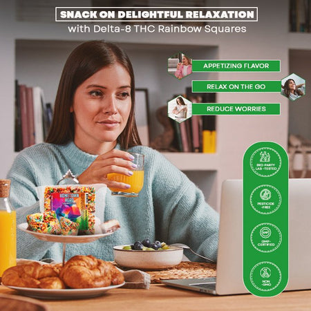 Delta-8 THC Rainbow Squares Crisp from Hometown Hero Best Sales Price - Edibles