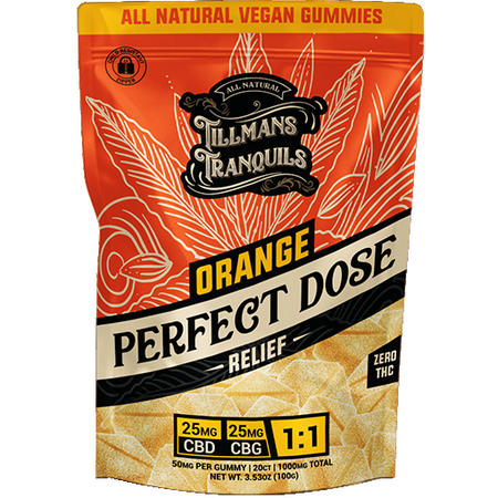 Tillmans Tranquils Orange 1:1 CBD:CBG Gummies – Anytime (Zero THC) Best Sales Price - Gummies