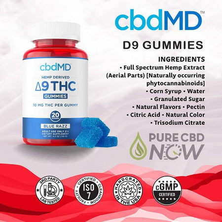 cbdMD Delta 9 Gummies 10 MG THC Per Gummy – 20 Count/4 Pack Best Sales Price - Gummies