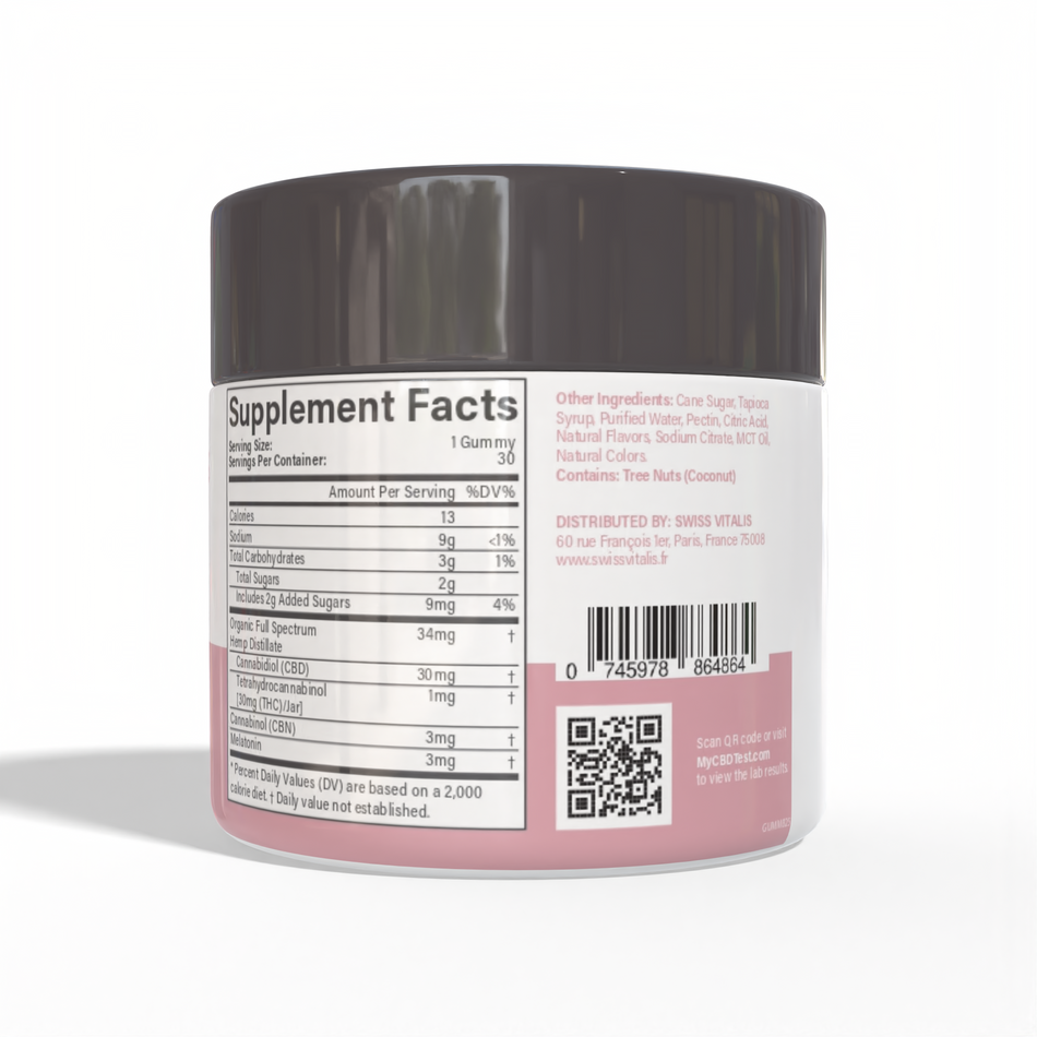 Swiss Vitalis  Sleep Gummies - 30 Count CBD+CBN+THC+Melatonin