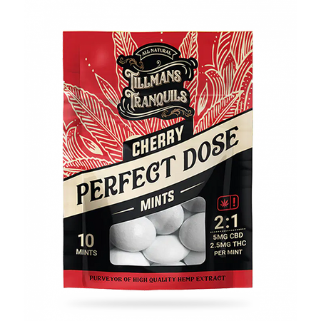 Tillmans Tranquils Cherry Perfect Dose 5mg CBD 2.5mg THC Mints Best Sales Price - Gummies