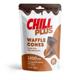 D8, THCP Waffle Cones - 100mg - Milk Chocolate - Chill Plus
