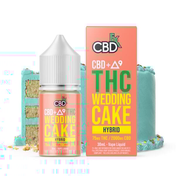 CBDfx CBD + Delta-9 THC Vape Juice: Wedding Cake – Hybrid