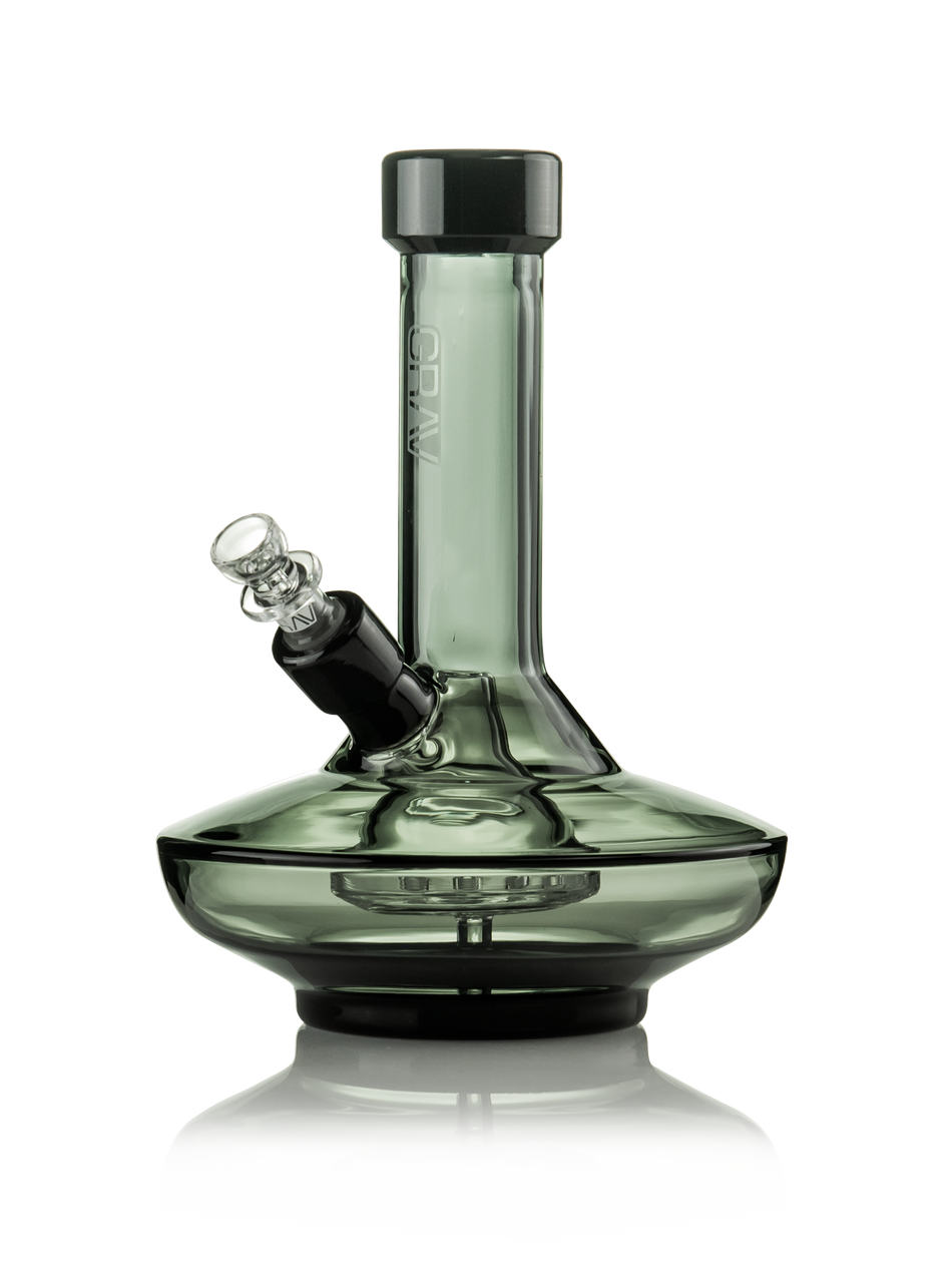 Grav Small Wide Base Water Pipe in Smoke with Black Accents