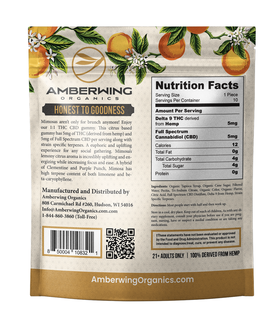 5mg Delta 9 | 5mg CBD | 1:1 | Mimosa Hybrid Strain | Sativa / Indica | 10 Pack
