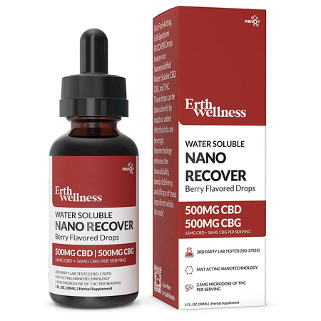 Erth Wellness | Water Soluble Nano Recovery CBD + CBG Tincture - 1000mg Best Sales Price - Tincture Oil