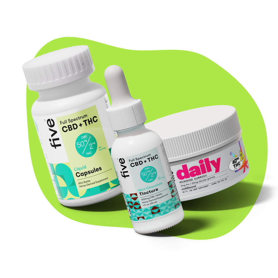 Five CBD day one bundle: mint choco drops