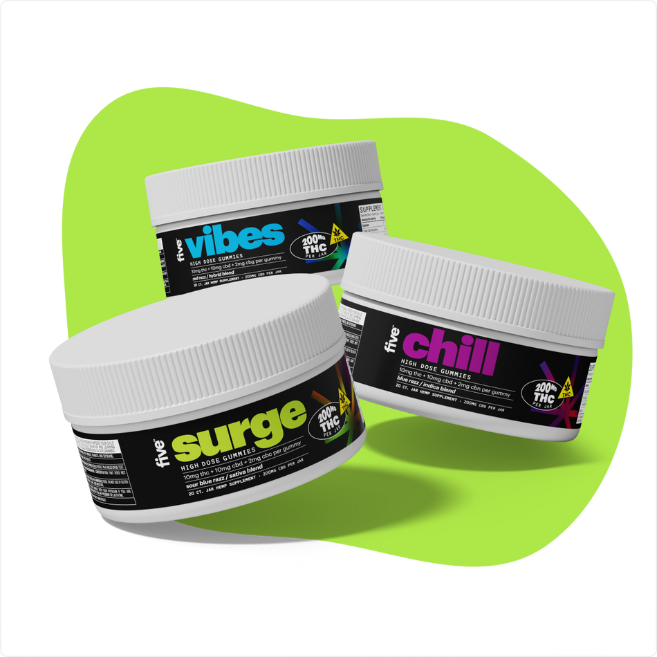 Five CBD high dose gummies bundle