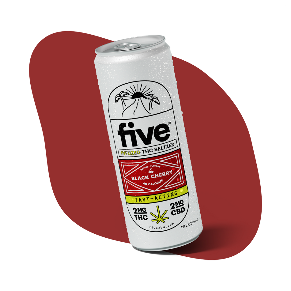 Five CBD infuzed thc black cherry seltzers