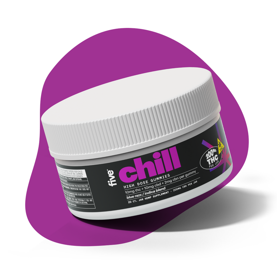 Five CBD indica chill delta-9 thc mood gummies