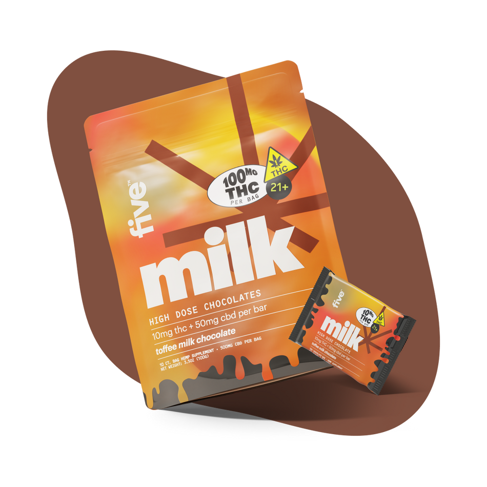 Five CBD high dose toffee thc milk chocolates