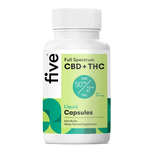 FIVE CBD - CBD & THC Tincture Full Spectrum Liquid Capsules 50MG Best Sales Price - Tincture Oil