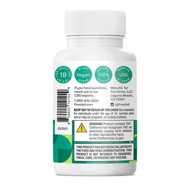 FIVE CBD - CBD & THC Tincture Full Spectrum Liquid Capsules 50MG Best Sales Price - Tincture Oil