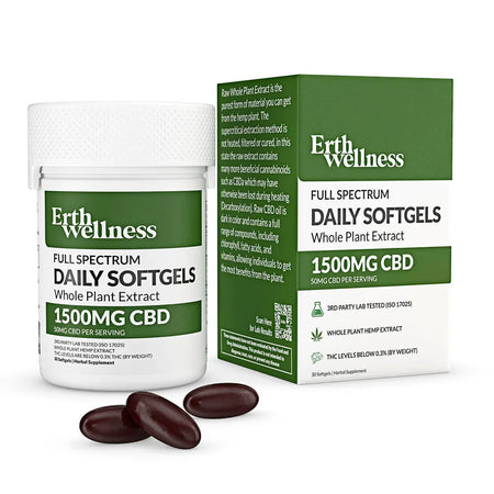 Erth Wellness | CBD + THC Daily Softgels - 1500mg Best Sales Price - Edibles