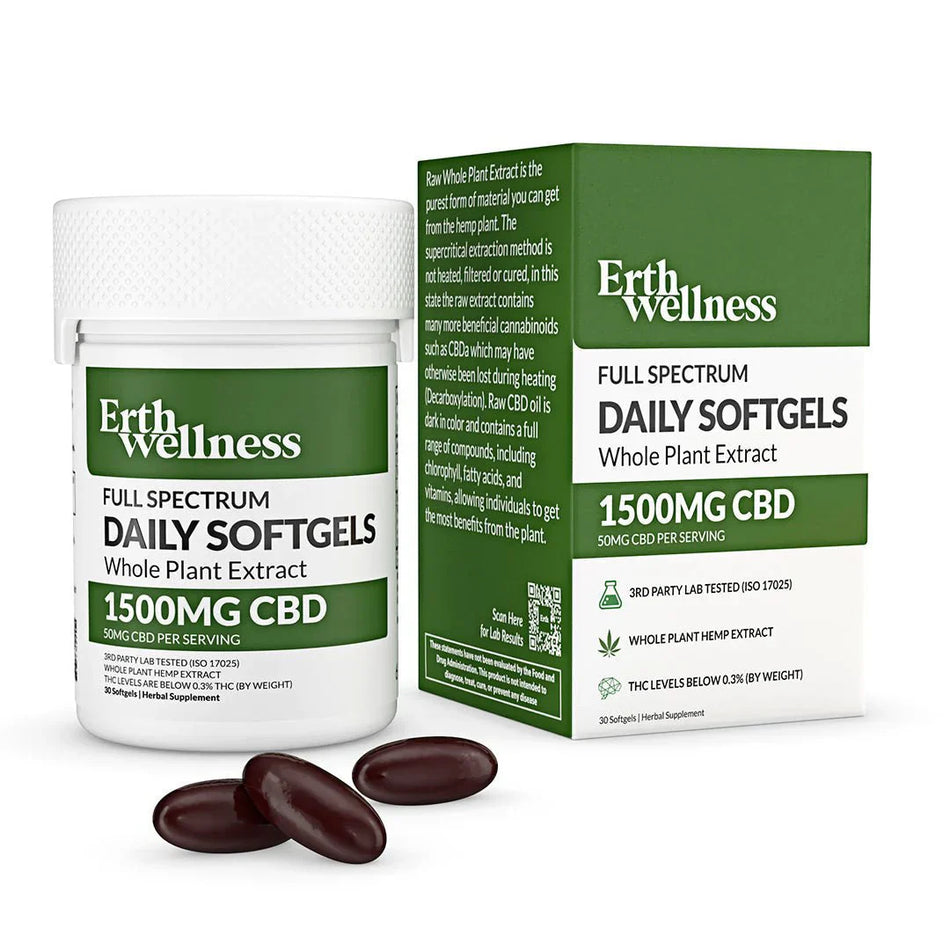 Erth Wellness | CBD + THC Daily Softgels - 1500mg Best Sales Price - Edibles