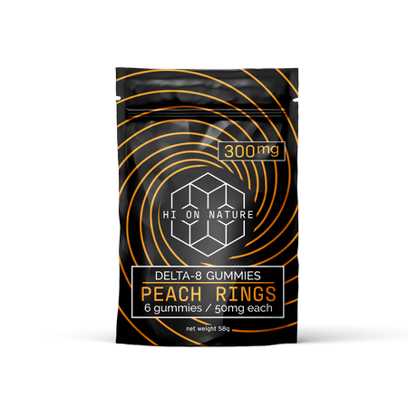 Hi On Nature 300mg DELTA 8 GUMMIES - PEACH RINGS Best Sales Price - Gummies