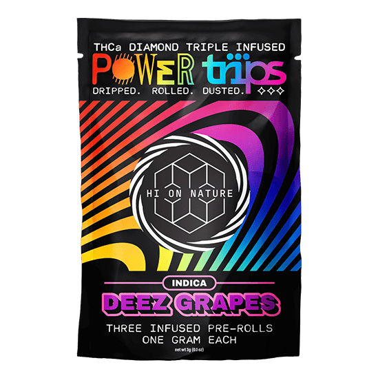 Hi On Nature 1g THCA DIAMOND TRIPLE INFUSED PREROLLS 3ct - POWER TRIPS - DEEZ GRAPES Best Sales Price - Vape Pens