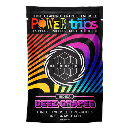 Hi On Nature 1g THCA DIAMOND TRIPLE INFUSED PREROLLS 3ct - POWER TRIPS - DEEZ GRAPES Best Sales Price - Vape Pens
