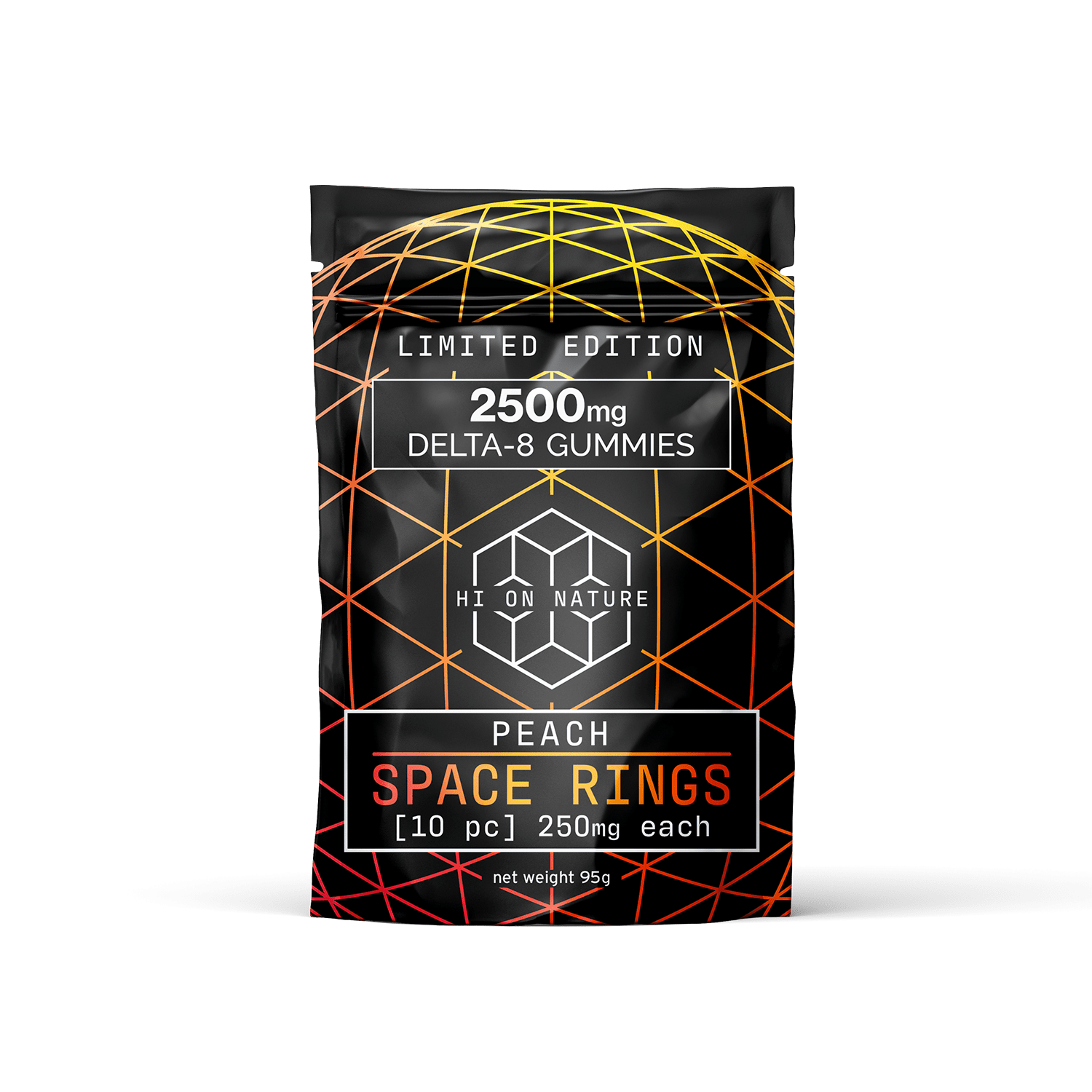 Hi On Nature 2500mg DELTA 8 SPACE RINGS - PEACH Best Sales Price - Gummies