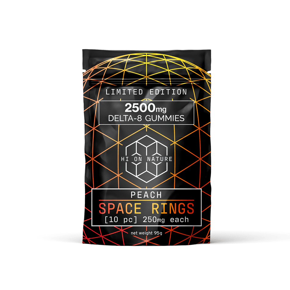 Hi On Nature 2500mg DELTA 8 SPACE RINGS - PEACH Best Sales Price - Gummies