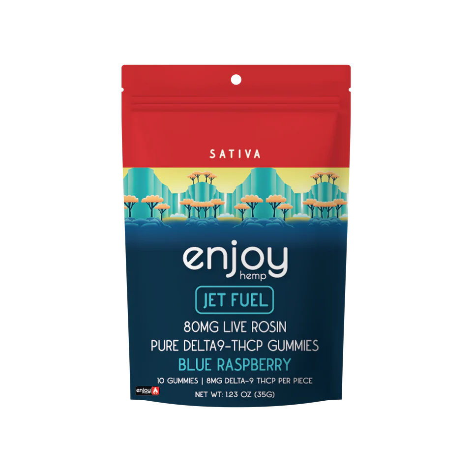 Enjoy Hemp 80mg Live Rosin Pure THCP Gummies (Jet Fuel) - Sativa-Infused Blue Raspberry Best Sales Price - Gummies