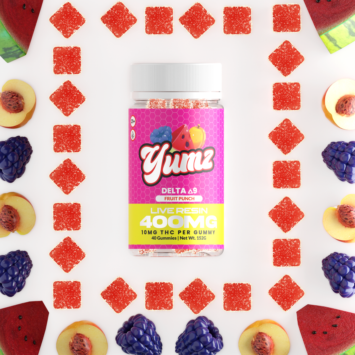 THC Gummies ( Farm Bill Compliant Delta-9 THC ) YUMZ LAB - Fruit Punch Best Sales Price - Gummies