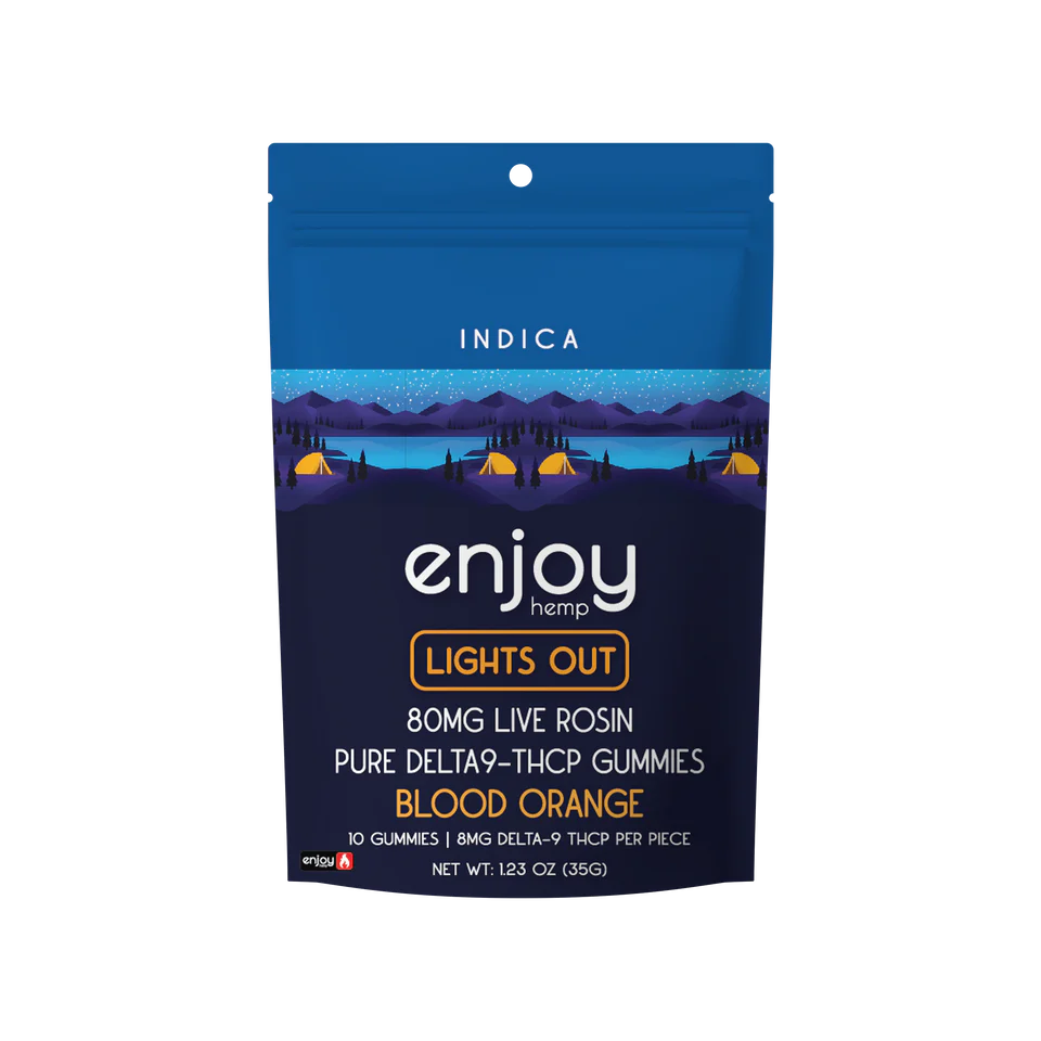 Enjoy Hemp 80mg Live Rosin Pure THCP Gummies (Lights Out) - Indica-Infused Blood Orange Best Sales Price - Gummies