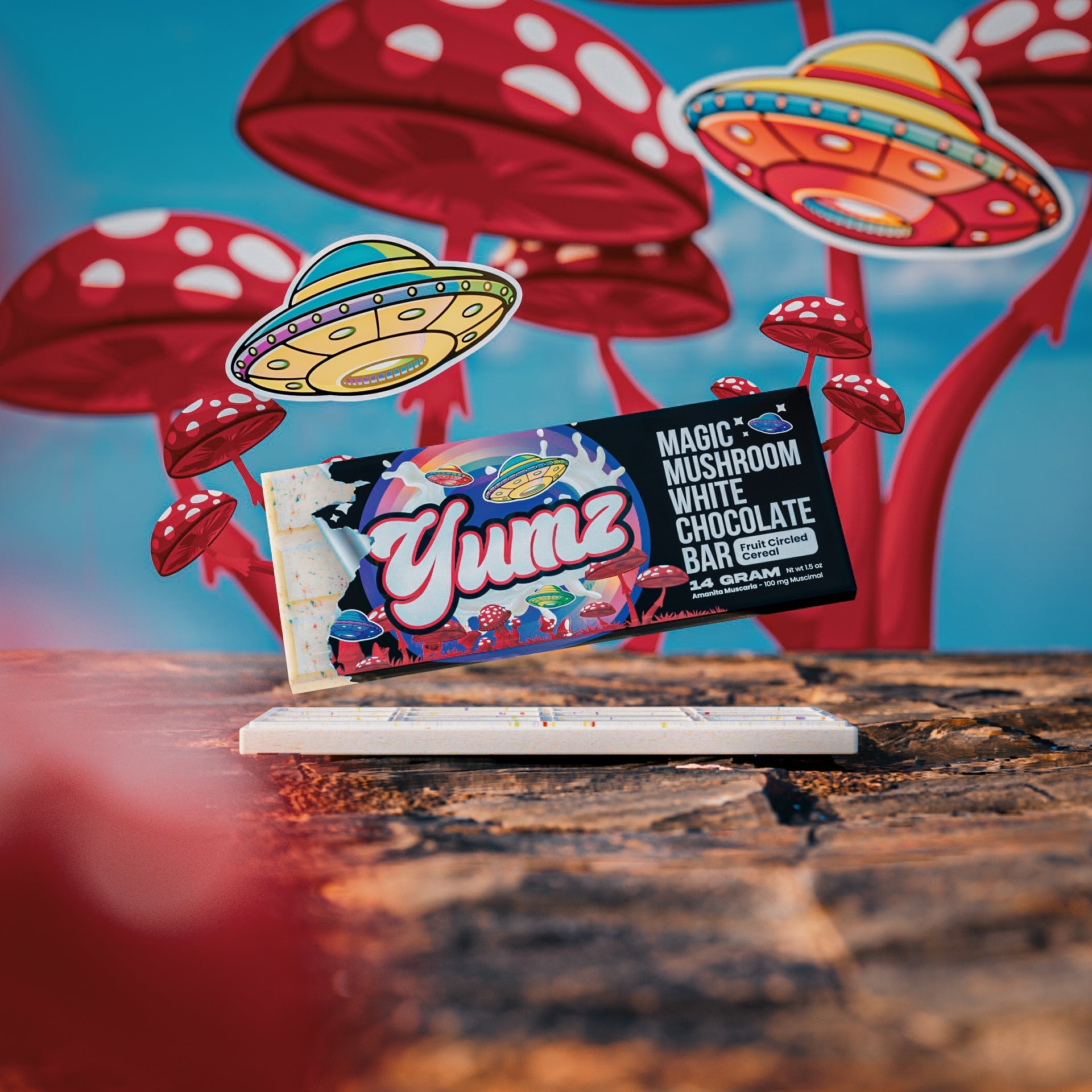 Yumz Amanita Muscaria Mushroom Chocolate Bar | White Shroom Chocolate Best Sales Price - Gummies