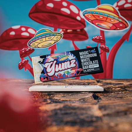 Yumz Amanita Muscaria Mushroom Chocolate Bar | White Shroom Chocolate Best Sales Price - Gummies