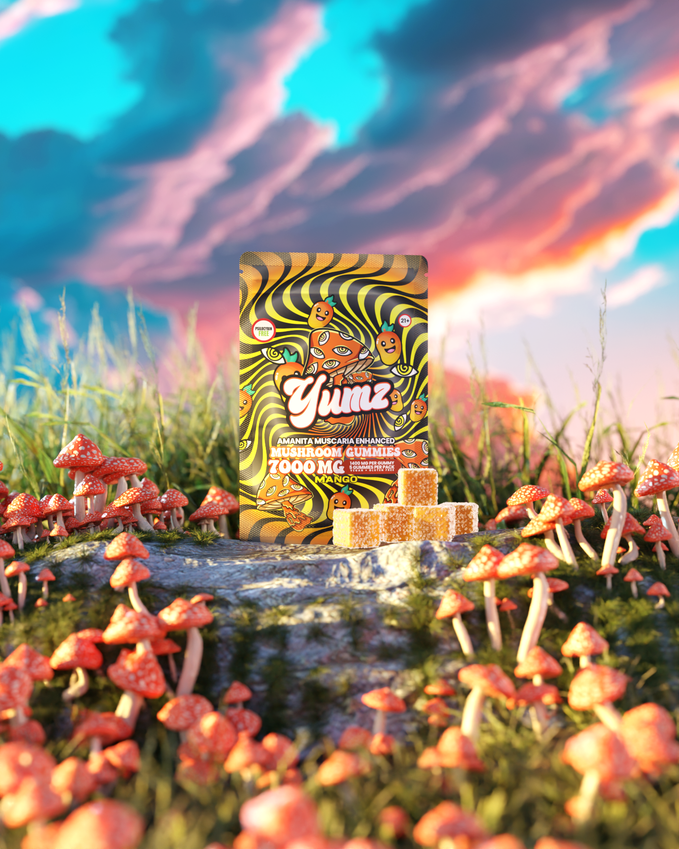 YUMZ - Mango ( Amanita Muscaria Mushroom Gummies ) Best Sales Price - Gummies