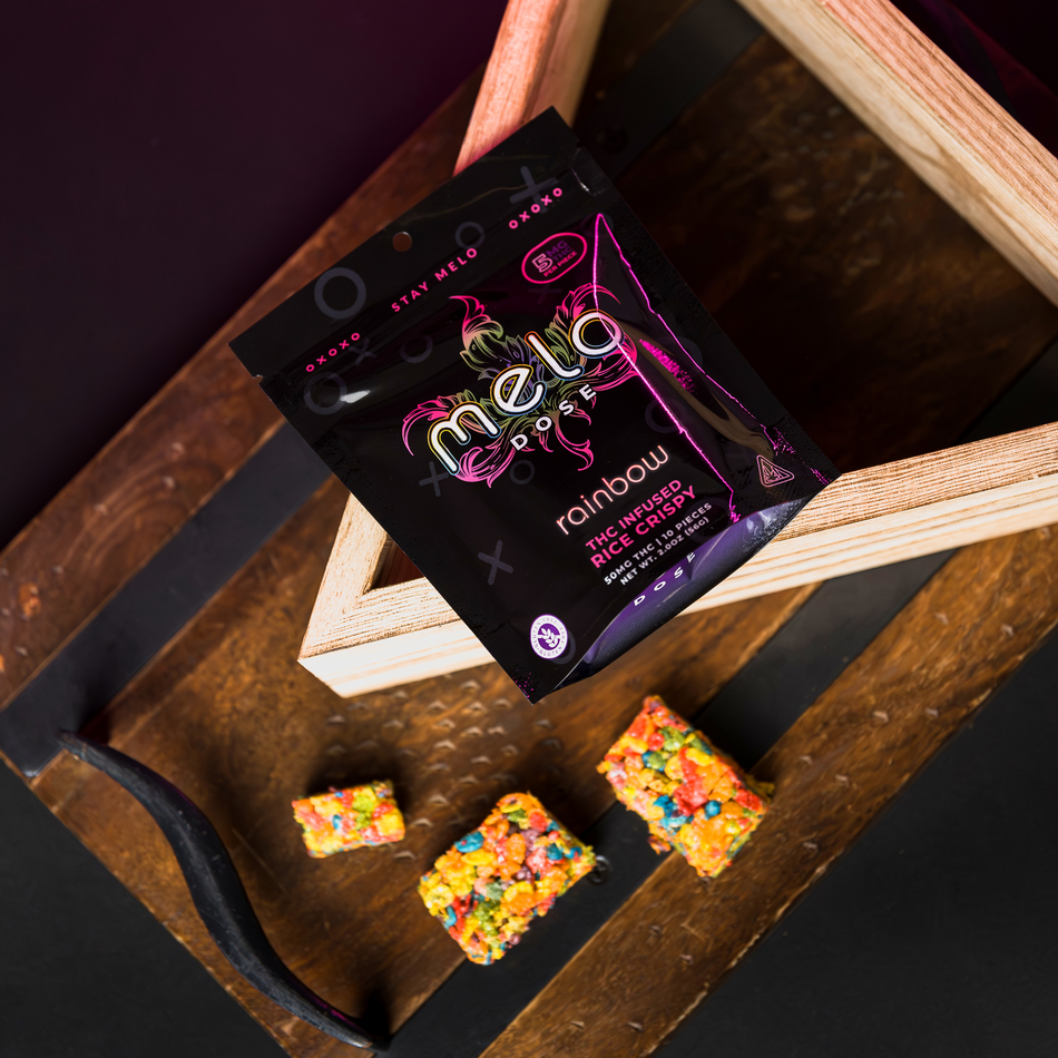 Melo Dose Rainbow 50MG Delta-9 THC Rice Crispy Best Sales Price - CBD