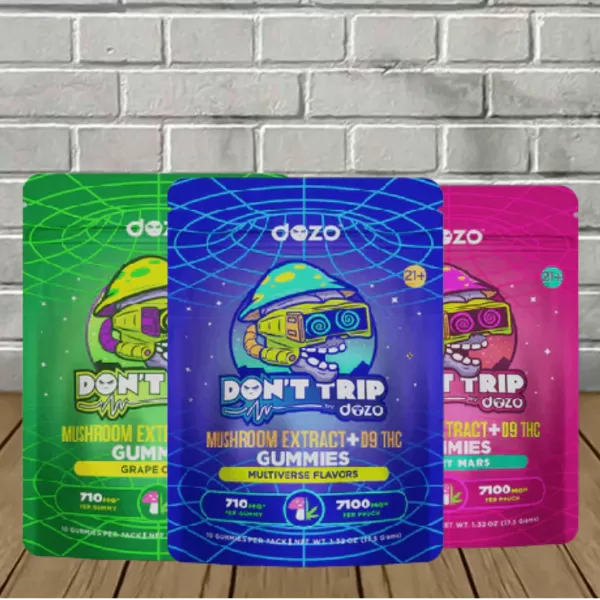Dozo Don’t Trip Mushroom Extract + D9 Gummies 7100mg Best Sales Price - Gummies