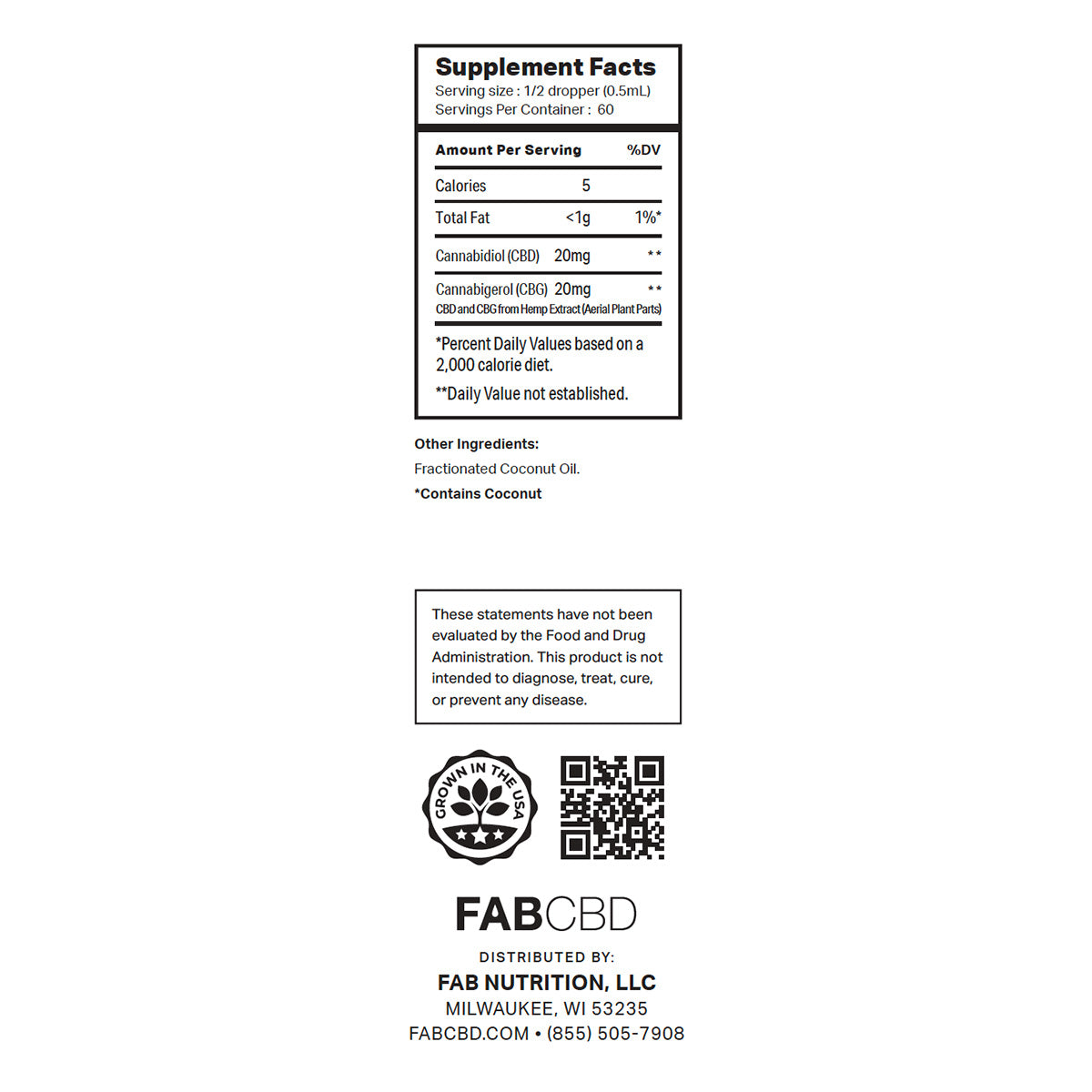 FAB CBD CBG Oil Natural Flavor Best Sales Price - Tincture Oil