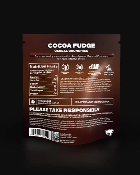 Delta Munchies Cocoa Fudge 500mg THC+CBD Cereal Crunchies Best Sales Price - Gummies