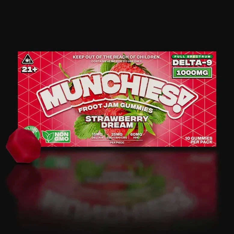 Delta Munchies Strawberry Dream 1000mg Delta 9 Gummies Best Sales Price - Gummies