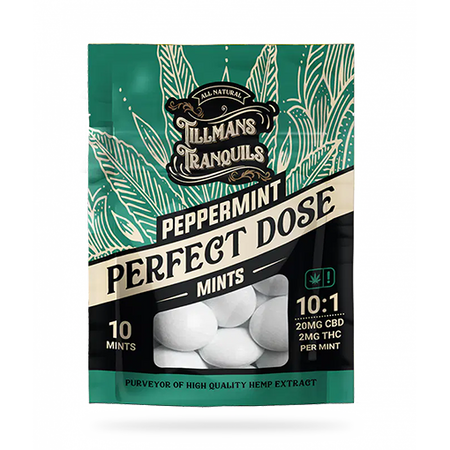 Tillmans Tranquils Peppermint Perfect Dose 20mg CBD 2mg THC Mints Best Sales Price - Edibles