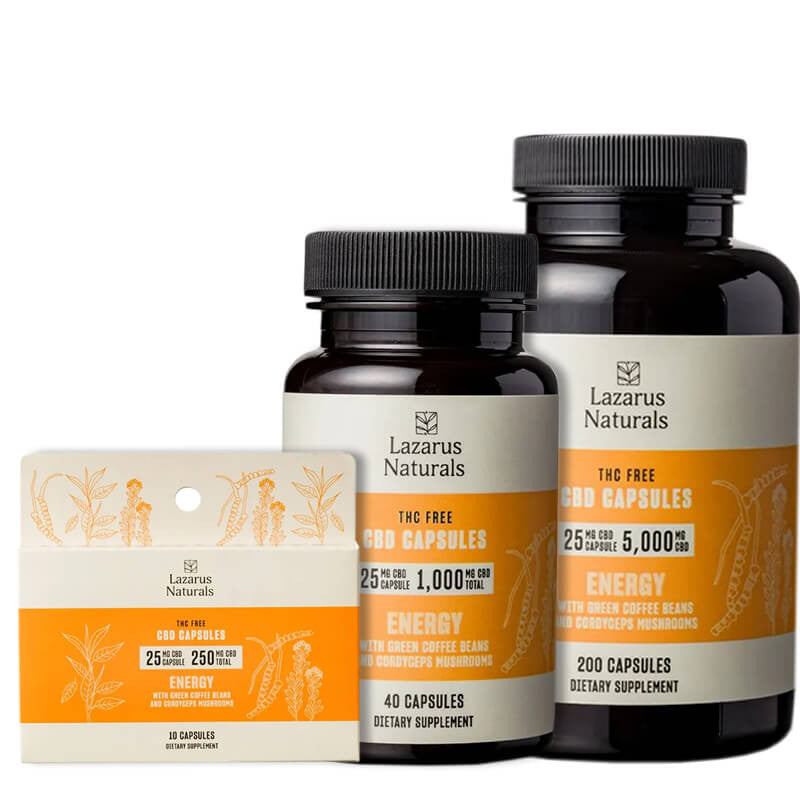 High Potency CBD Isolate Capsules – Energy Blend – Lazarus Naturals Best Sales Price - Edibles